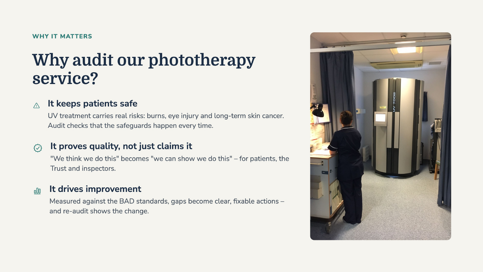 Slide 2: Why audit our phototherapy service?